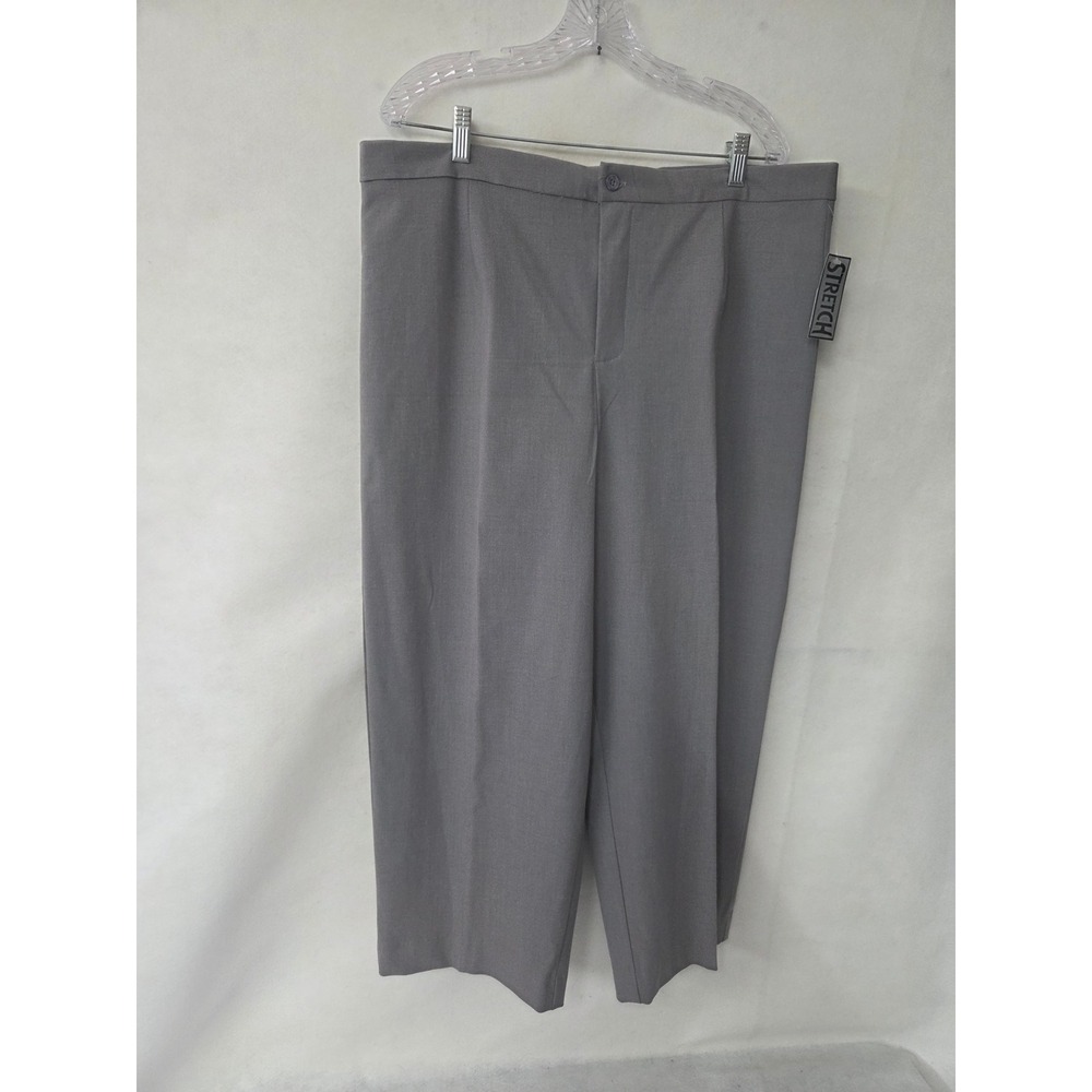 Clio II Women Gray Straight Leg Stretch Trousers Size 22 Made in USA L100698 New